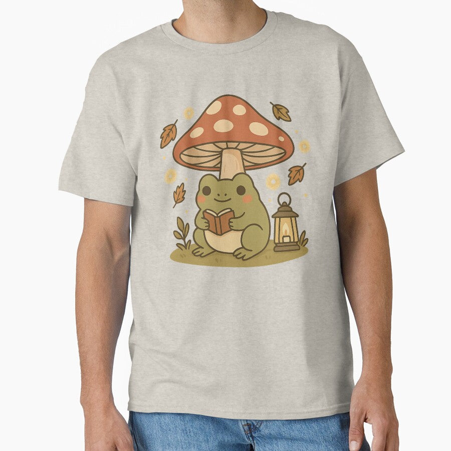 Kawaii Frog Reading Under Mushroom Lantern by MythicPixel
