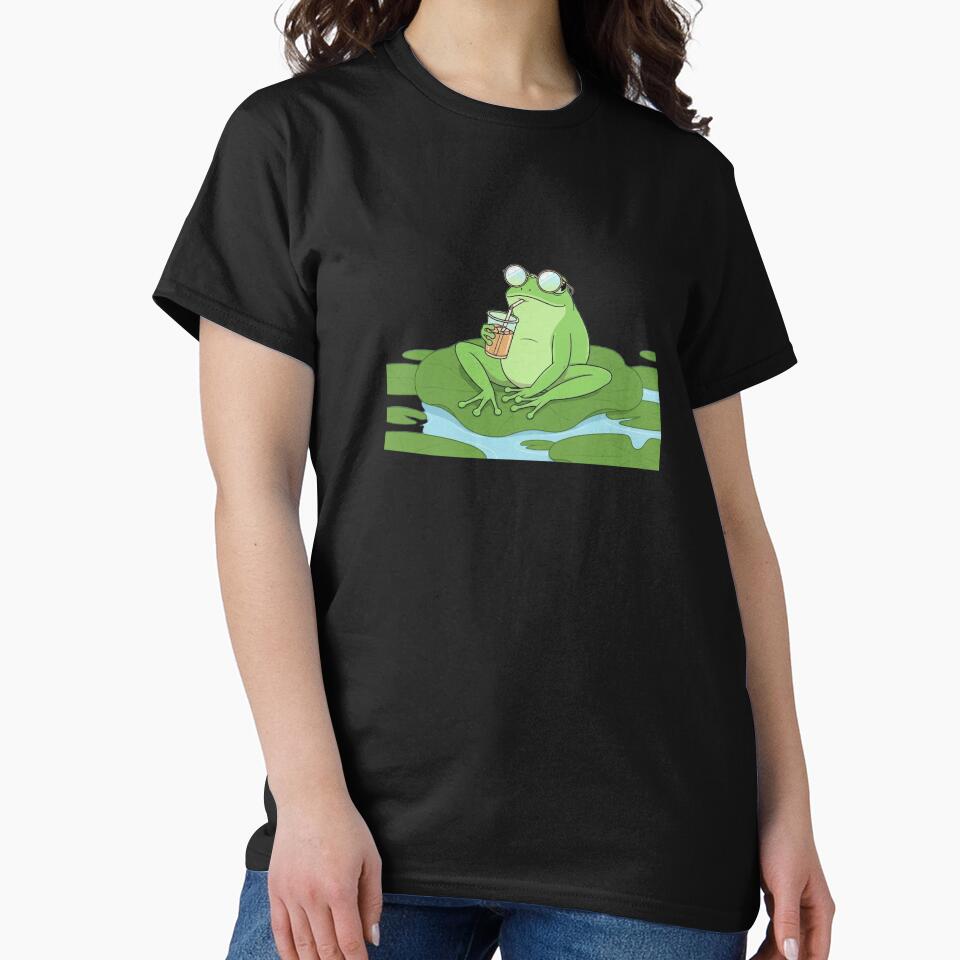 Chill Frog With Coffee – Cute Cottagecore Pastel Design by LegacyWave