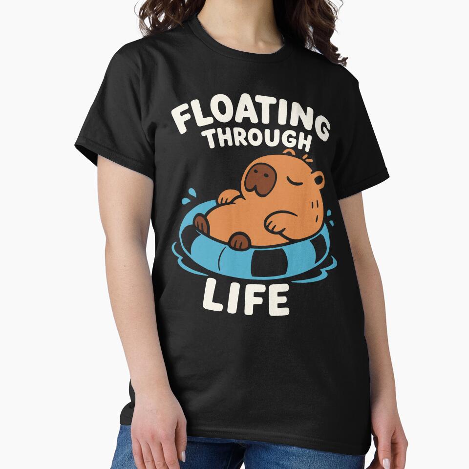 Floating Through Life Cute Retro Capybara by MavtM