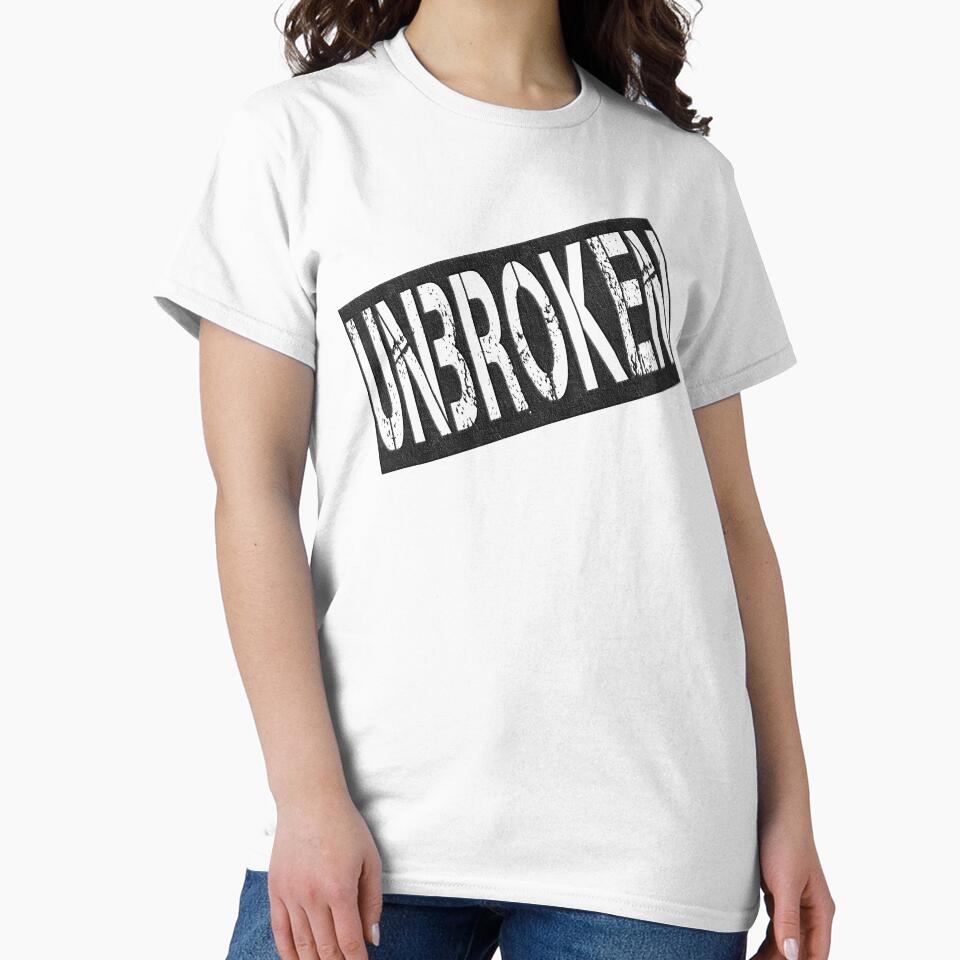 UNBROKEN Distressed Concrete Typography – Dark Industrial Stamp Design by KatBeeTee