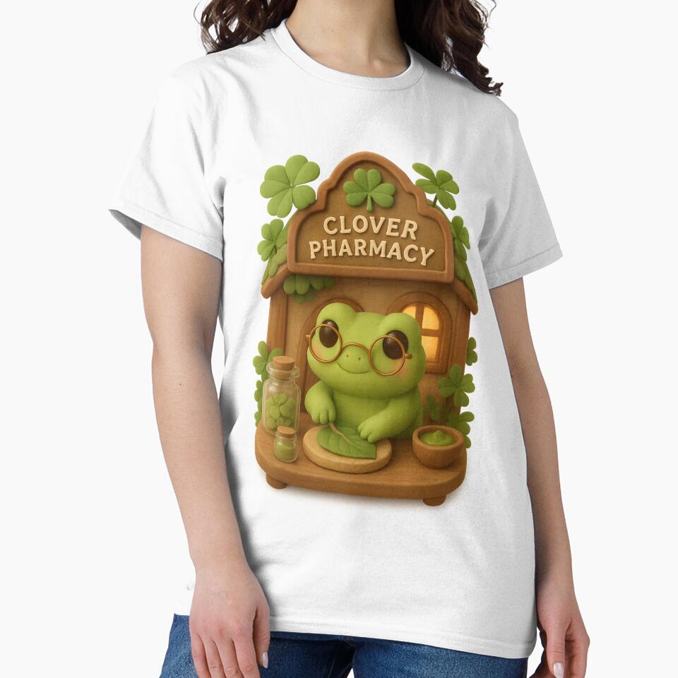 Cute Clover Frog Pharmacy | Kawaii Cottagecore Nature Design by Moons Studio