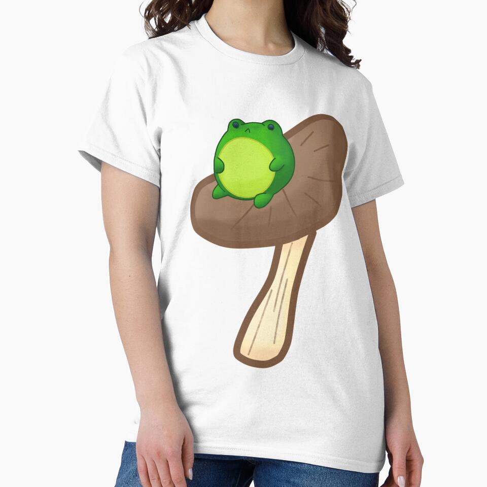 Frog On Brown Mushroom by Cutsiecottage