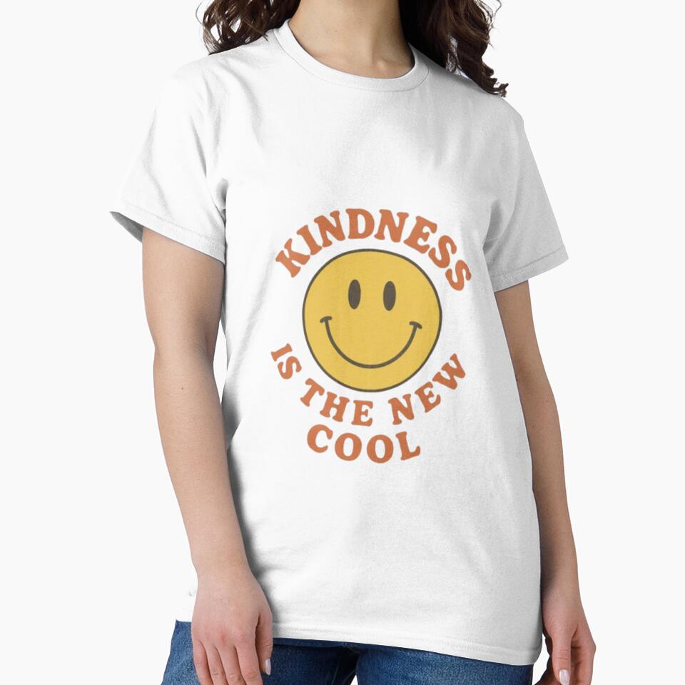 Kindness Is the New Cool – Retro Smiley Positive Vibes Design by DesignNadine
