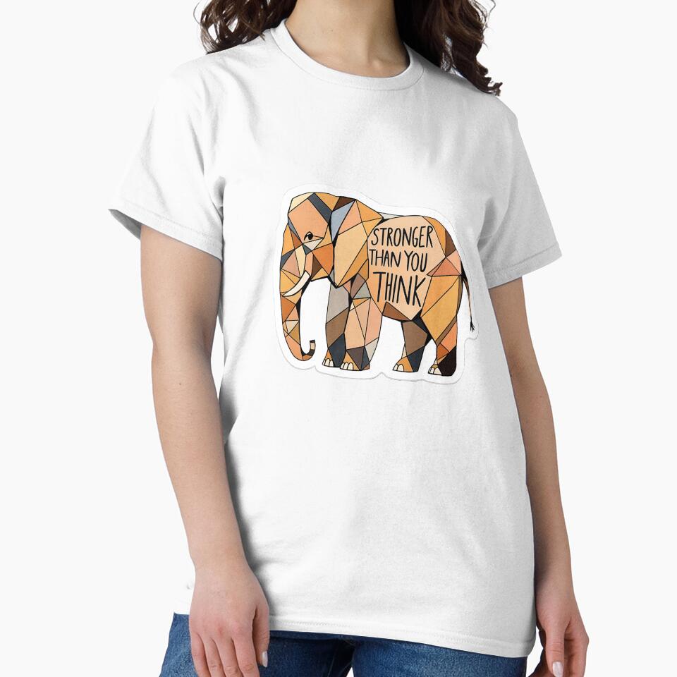 Stronger Than You Think Geometric Elephant - Mental Health Affirmation Art by GipsyAvenger