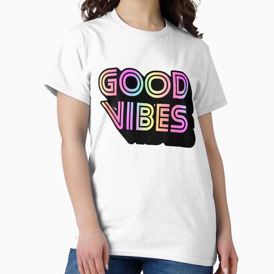 Gradient Rainbow Pink Spectrum Stripes 3D Extruded Retro Vintage Sans Serif Display Typography Good Vibes Quotes by Cawaiico