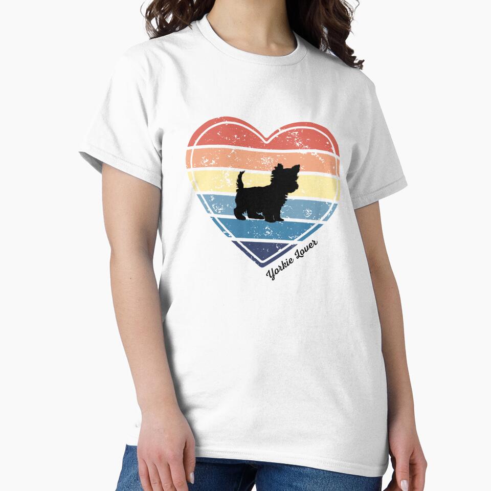 Yorkie Lover Retro Sunset Heart by Print-A-Joke