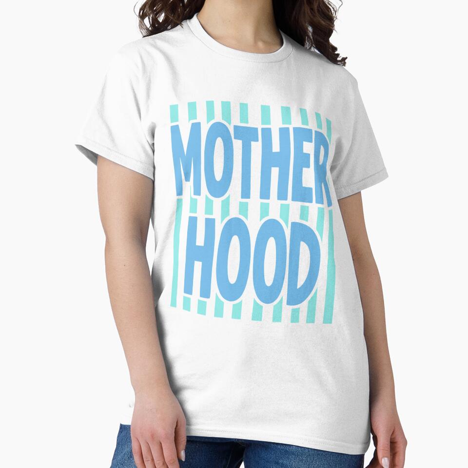 Motherhood Retro Blue Stripe Typography Design by margamPagenberg