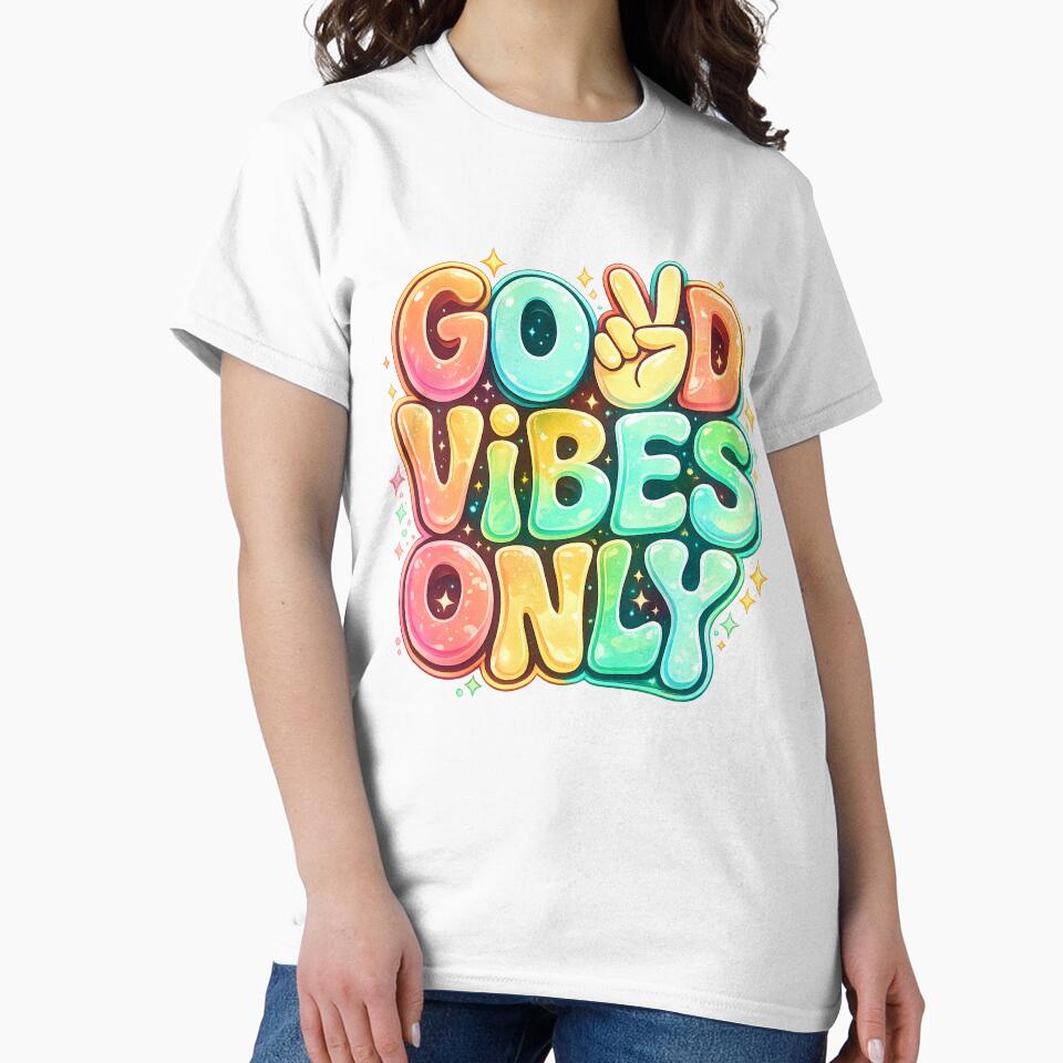 Good Vibes Only Anime Typography T-Shirt by afr-saad