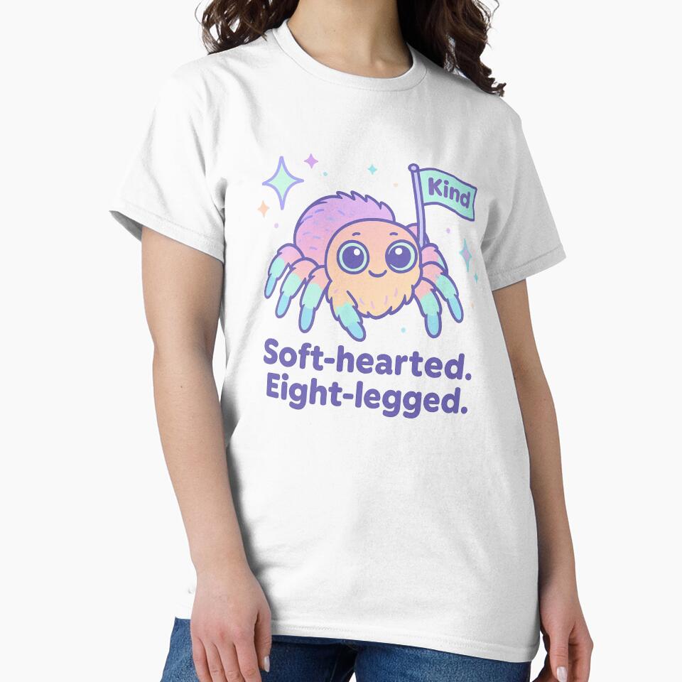 Soft-Hearted, Eight-Legged – Tarantula Shirt, Positive Vaporwave Cartoon Design by LEO Vaporwave