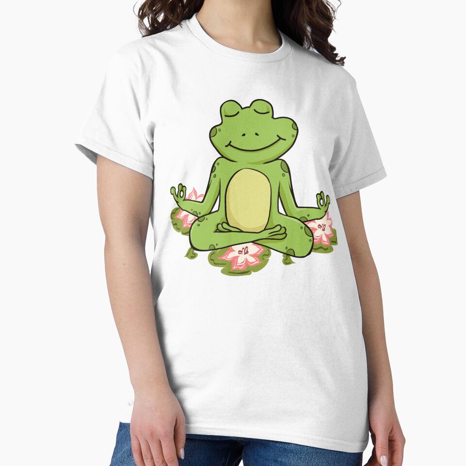 Yoga frogs. meditating frog doing yoga. by HopItStudio