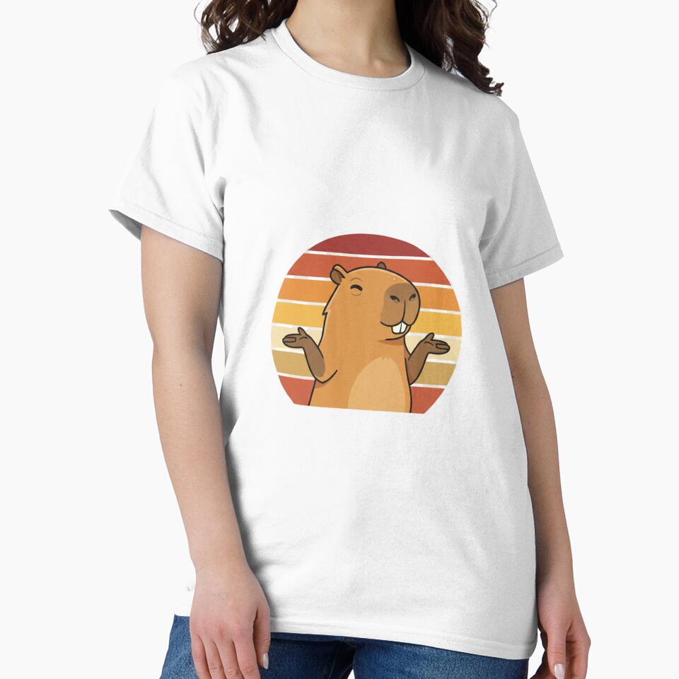 Don't Worry Be Capy - Retro Sunset Capybara Design by Merchifyme2000