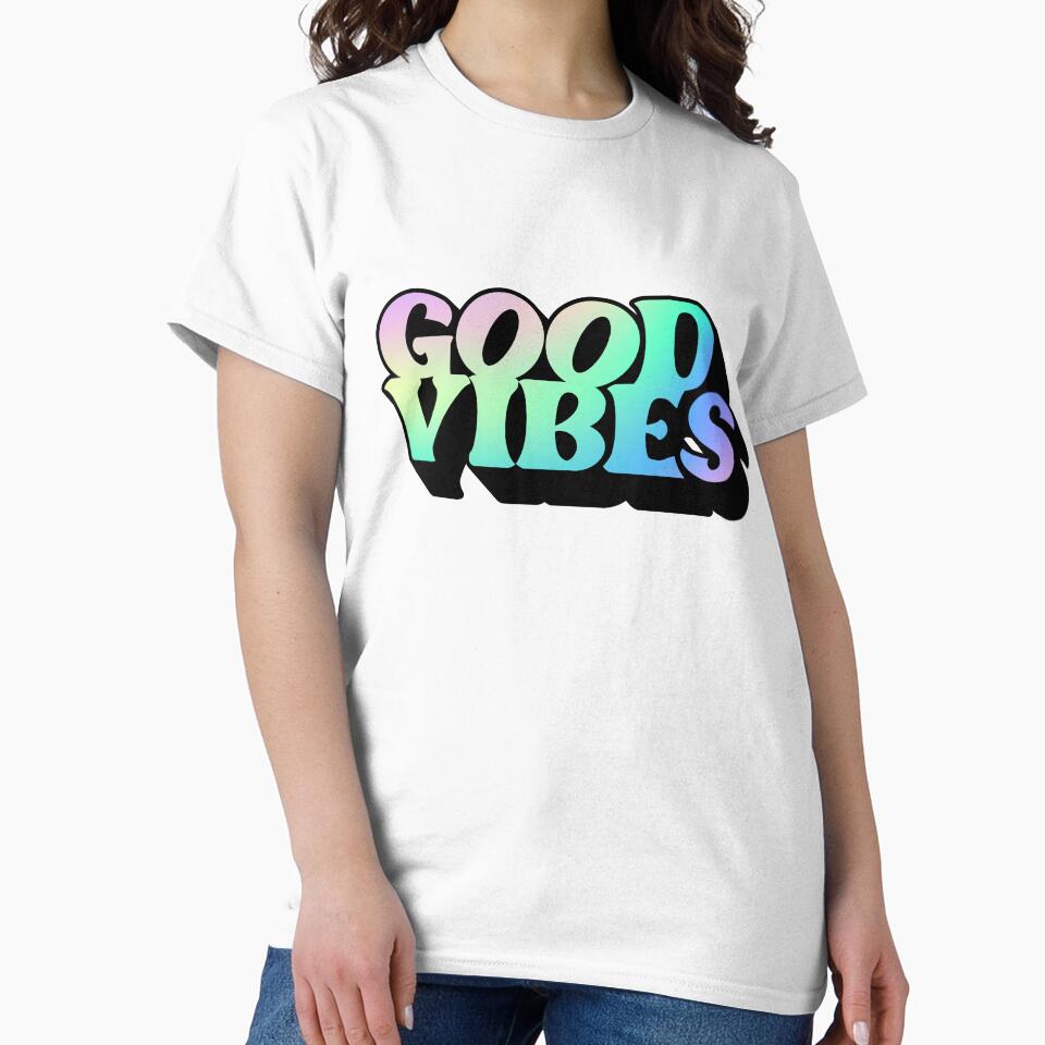 Gradient Pastel Green Spectrum 3D Extruded Retro Vintage Serif Display Typography Good Vibes Quotes by Cawaiico