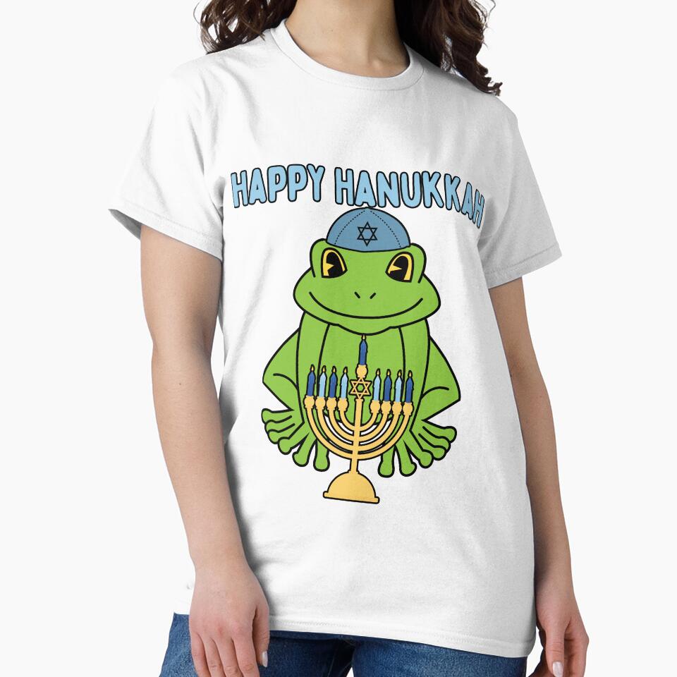 Cute Hanukkah Frog Menorah Happy Hanukkah by funnytshirtemp