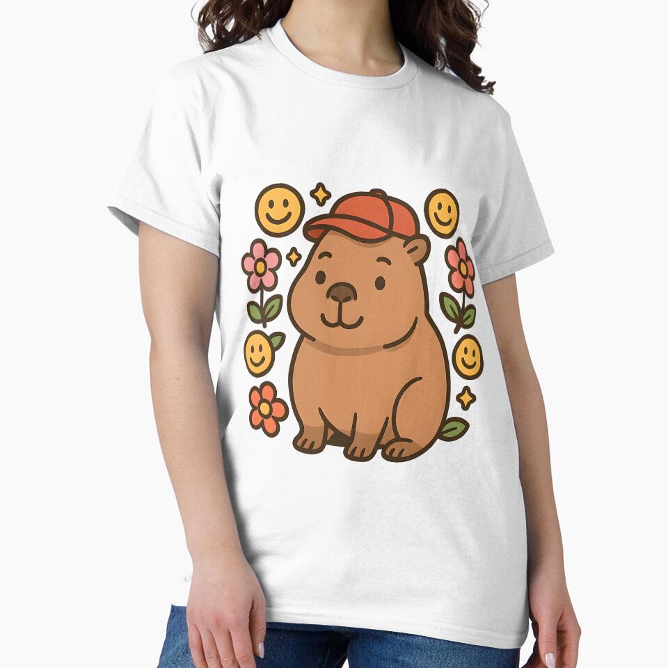 Capybara with Cap and Flowers by FunnySignalStudio