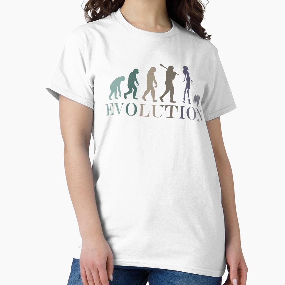 Evolution Pug Woman Minimalist Retro Vintage by hemp3x