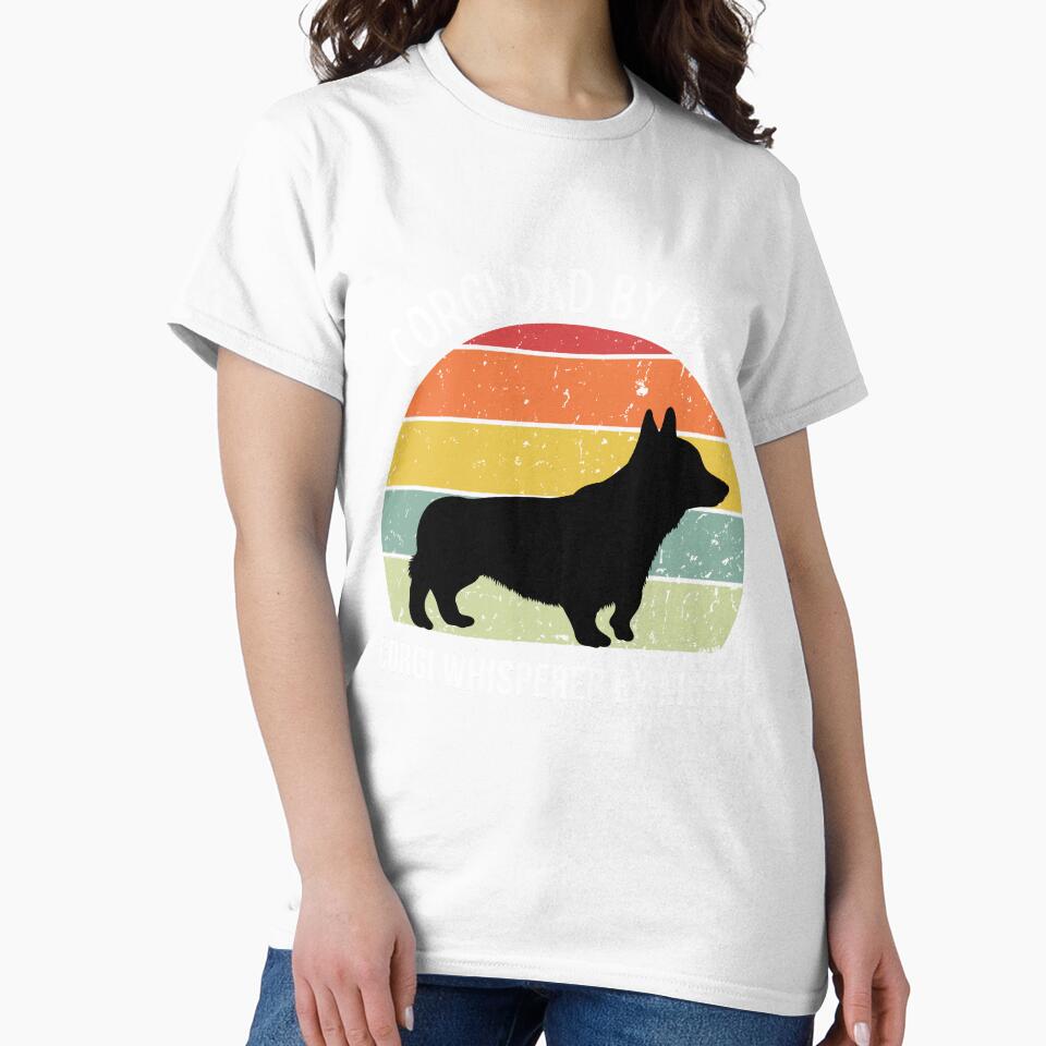 Retro Sunset Corgi Dad by Day design - white text by 29Bumblebee