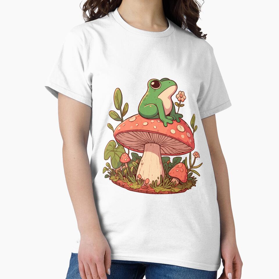 Frog on mushroom cute by GlobalDesigns-