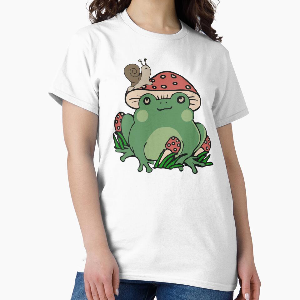 Frog Snail Cottagecore Aesthetic Fairycore Mushroom Hat Frog Cute Summer Art by alenaz