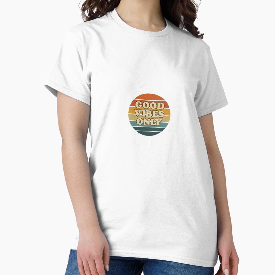 Good Vibes Only Vintage Retro Sunset T-Shirt Sticker Design by Picelmintco