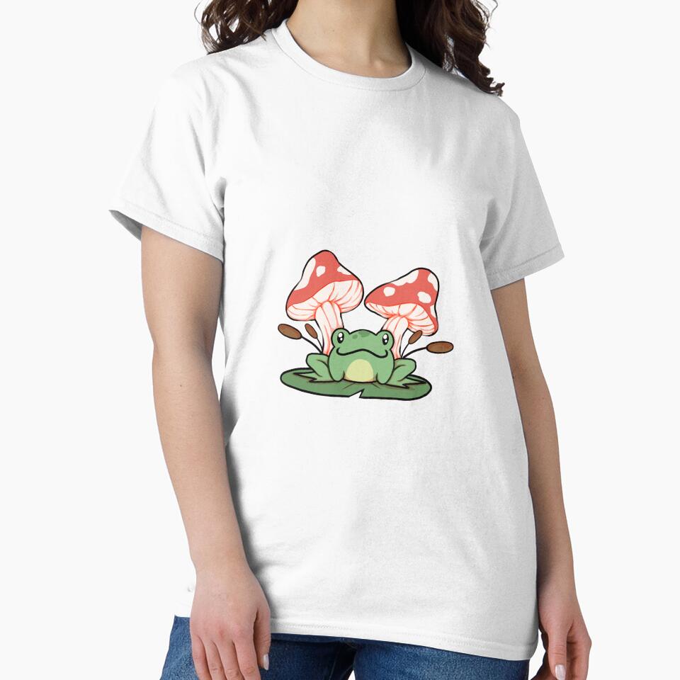 Frog on a Lily Pad with Mushrooms and Cattails by TechnoWoofArt