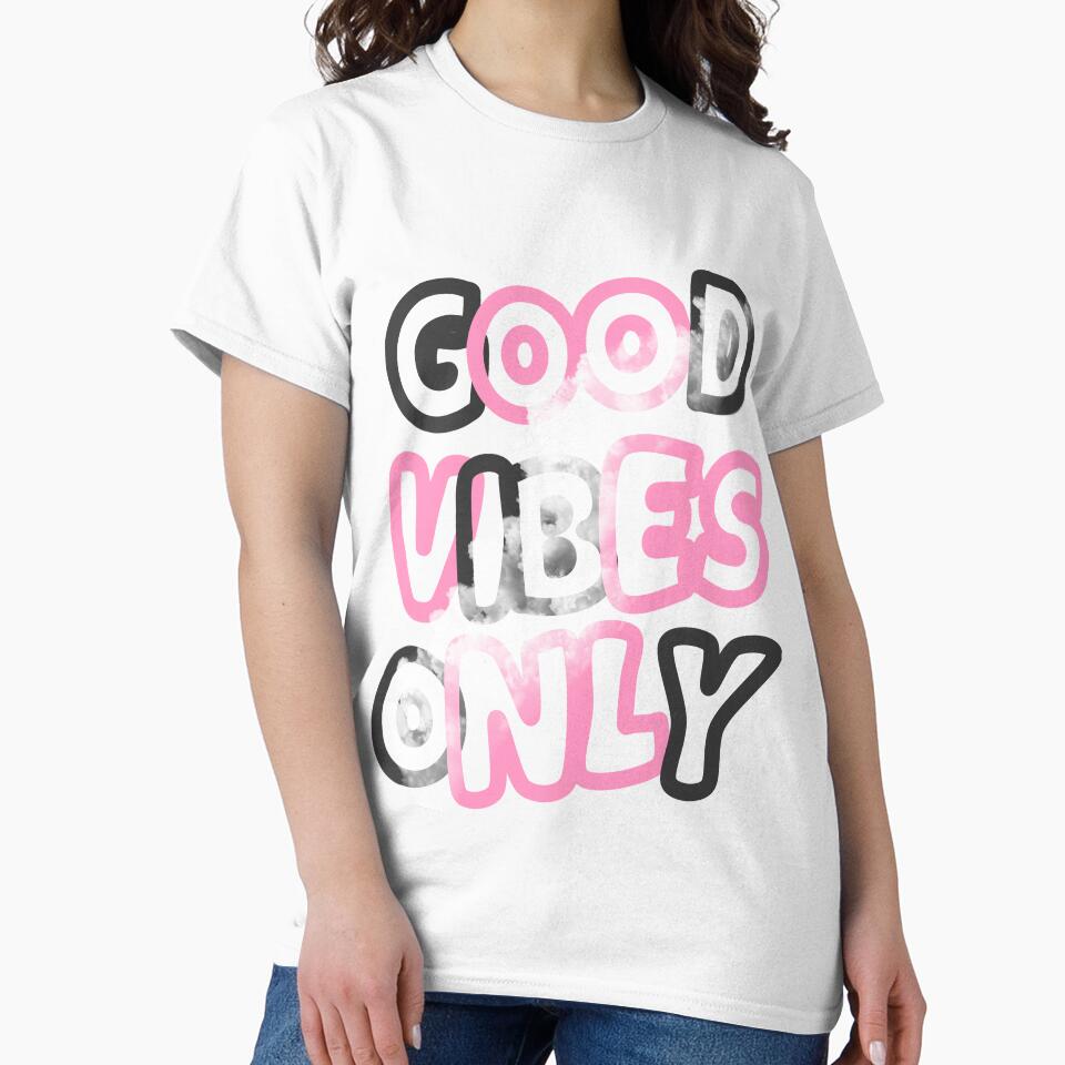 Pink Good Vibes Only Aesthetic Typography by Ezza Designs