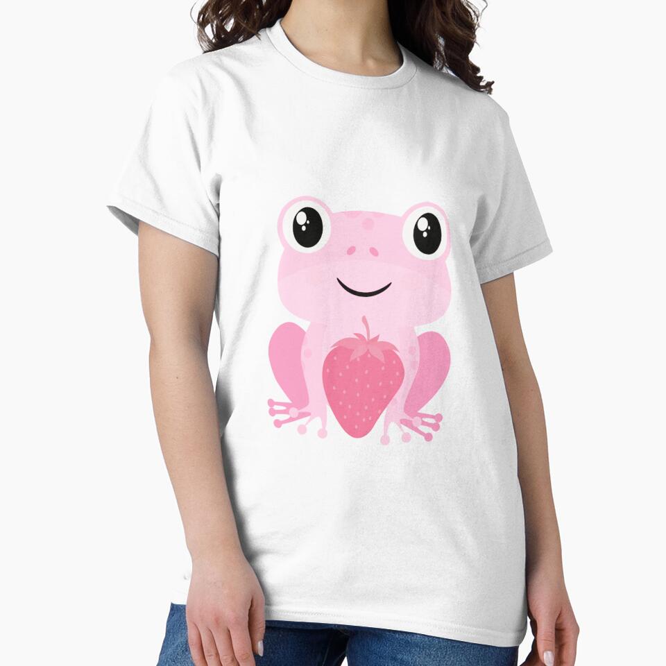 Cute strawberry frog, Cottagecore, pink frog by Mumzy2many