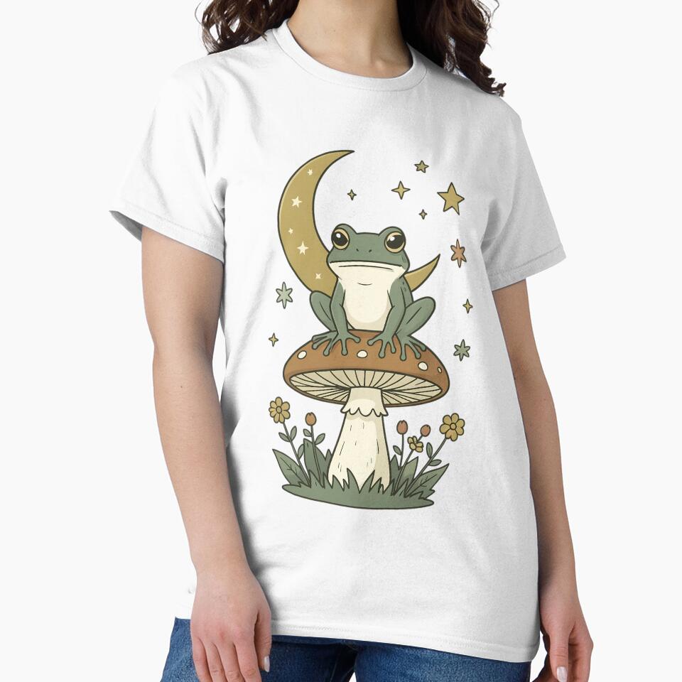 Cute Frog on Mushroom Under Moonlight by CutOutIdols