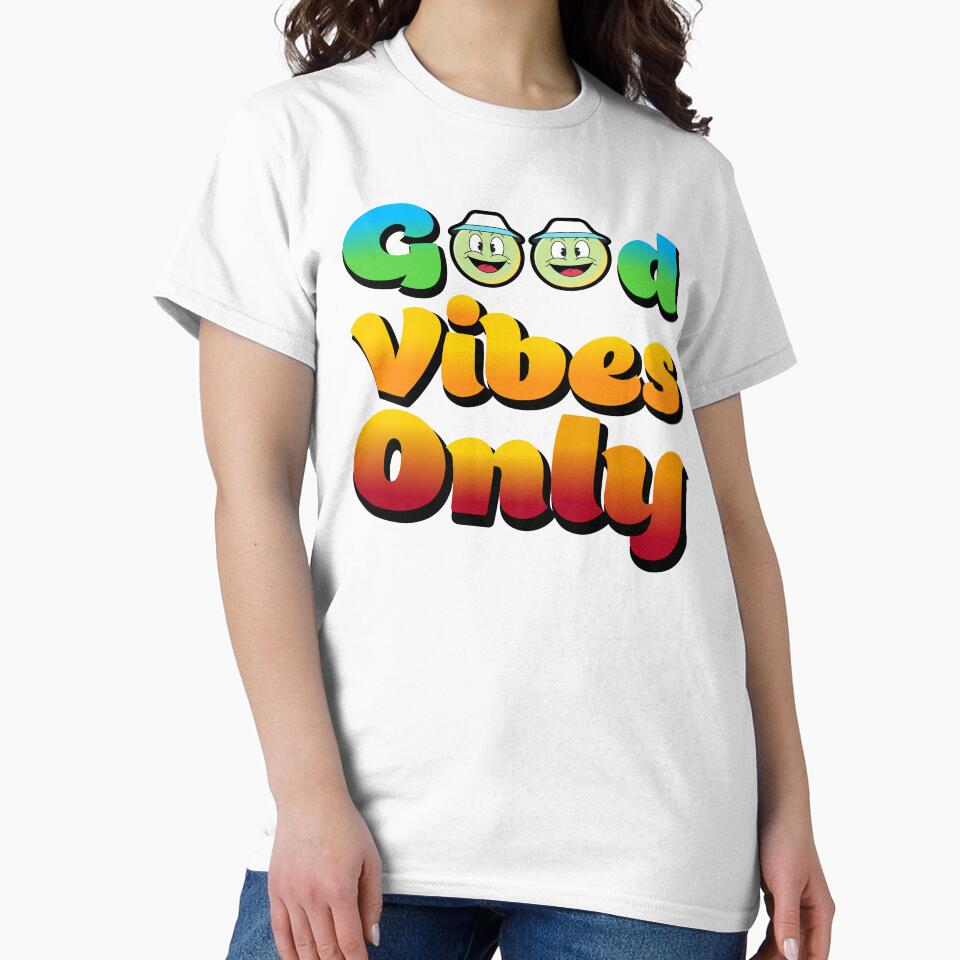 Good Vibes Only Retro Gradient Smiley Face T-Shirt by Stag Prime Shop