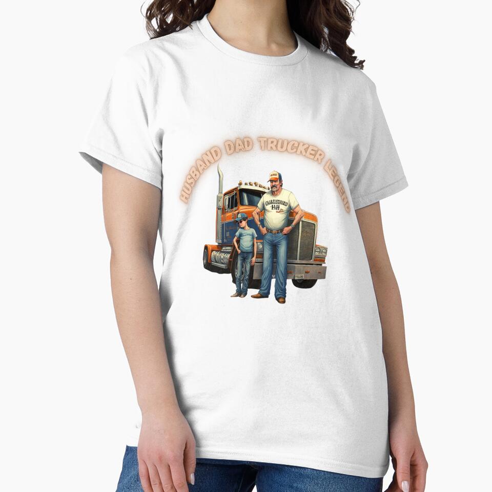 Trucking Legacy: Husband Dad Trucker Legend Cartoon Design by Robo-toons