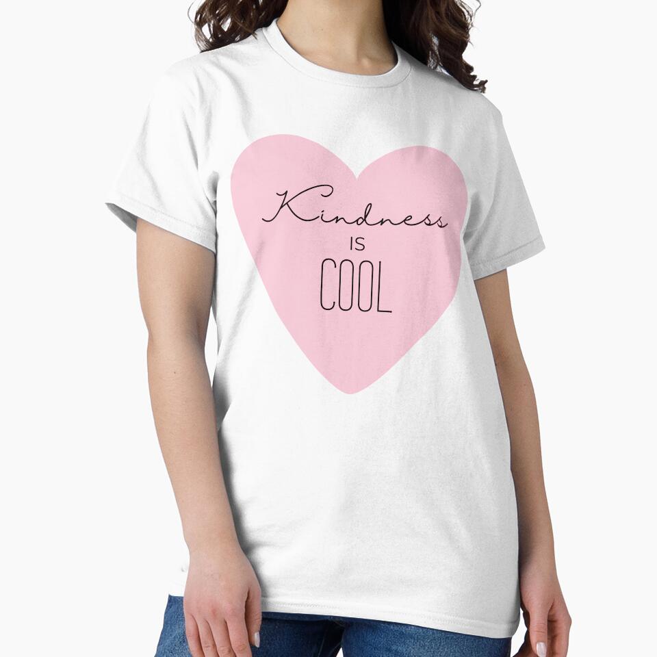 Kindness Is Cool – Cute Pink Heart Positive Quote Design by SunnyIris