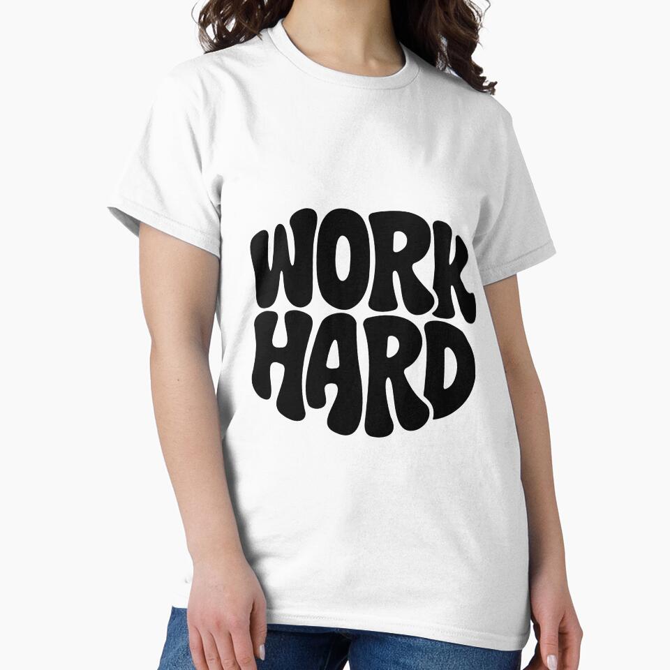 Work Hard Bold Typography – Retro Bubble Letter Motivation Design by The-ADDesign