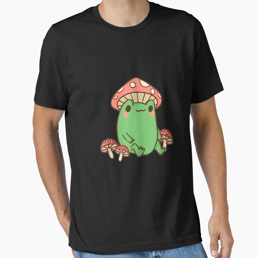Frog with Mushroom Hat Cute Cottagecore Aesthetic by HamzashiTrre