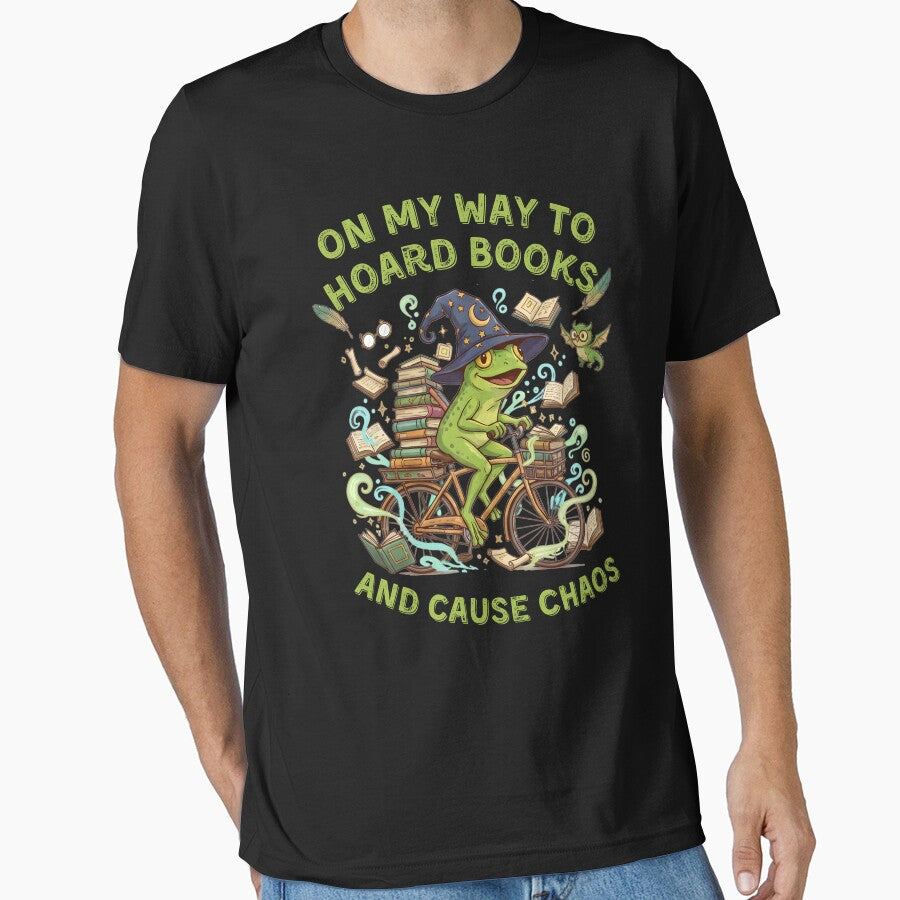 On My Way To Hoard Books And Cause Chaos Tom Foolery Frog Cottagecore by MotivaChic