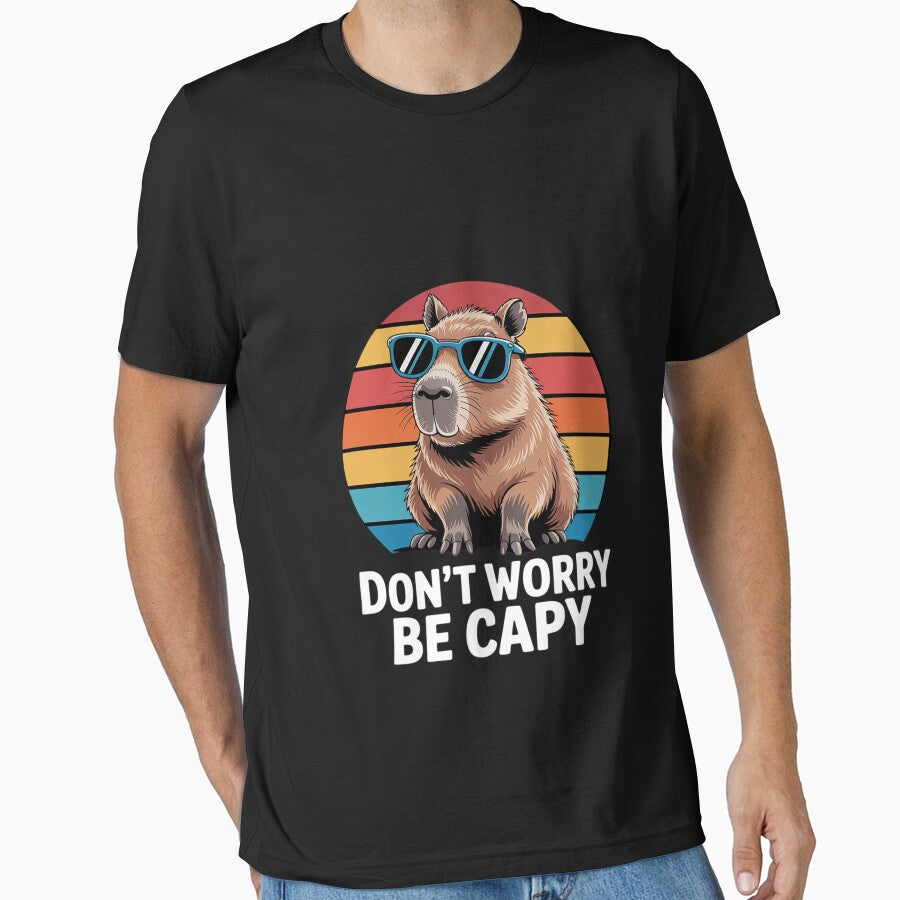 Don't Worry Be Cappy Capybara Lovers Motivational Positive by FadeOfThrone