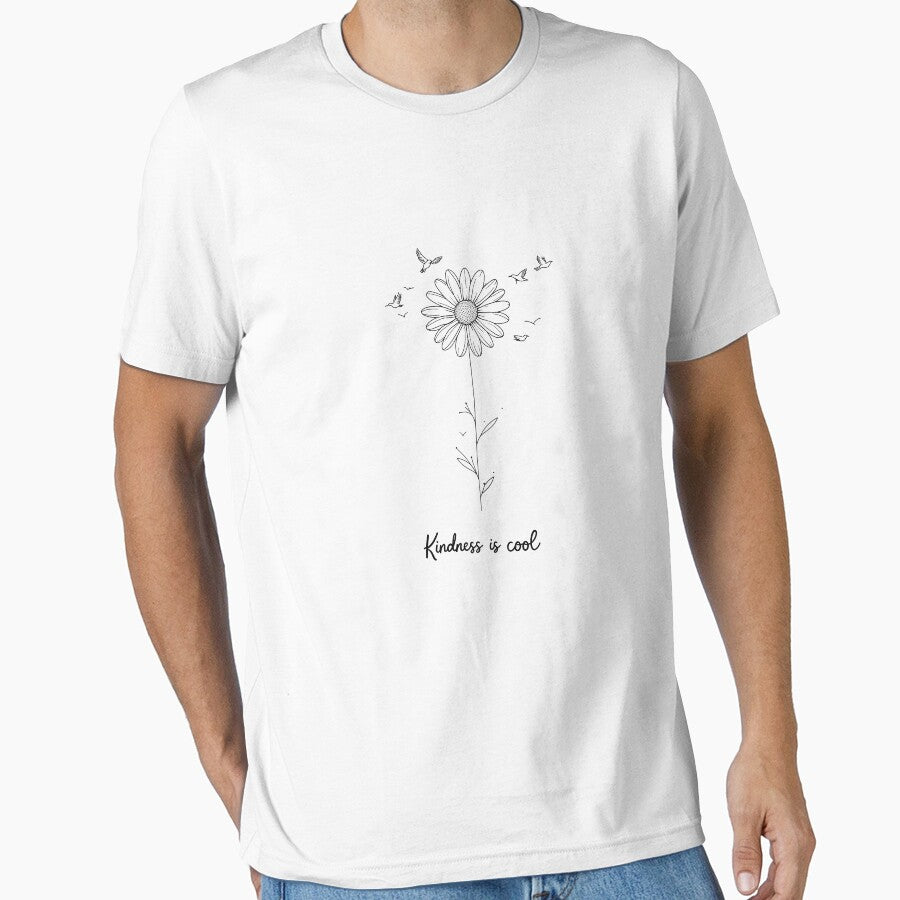 Kindness Is Cool Daisy Minimal line art T-Shirt by Nuttajak