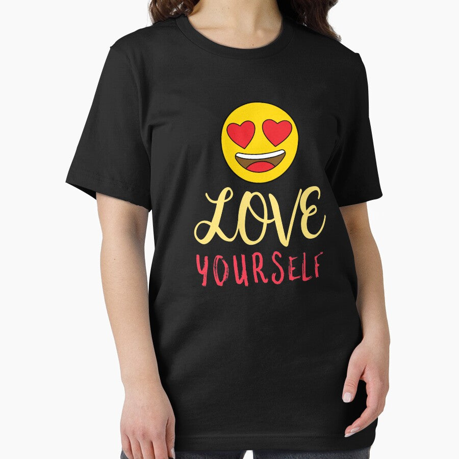 Love Yourself - Heart Eyes Emoji Self Care Reminder by jacks-tees