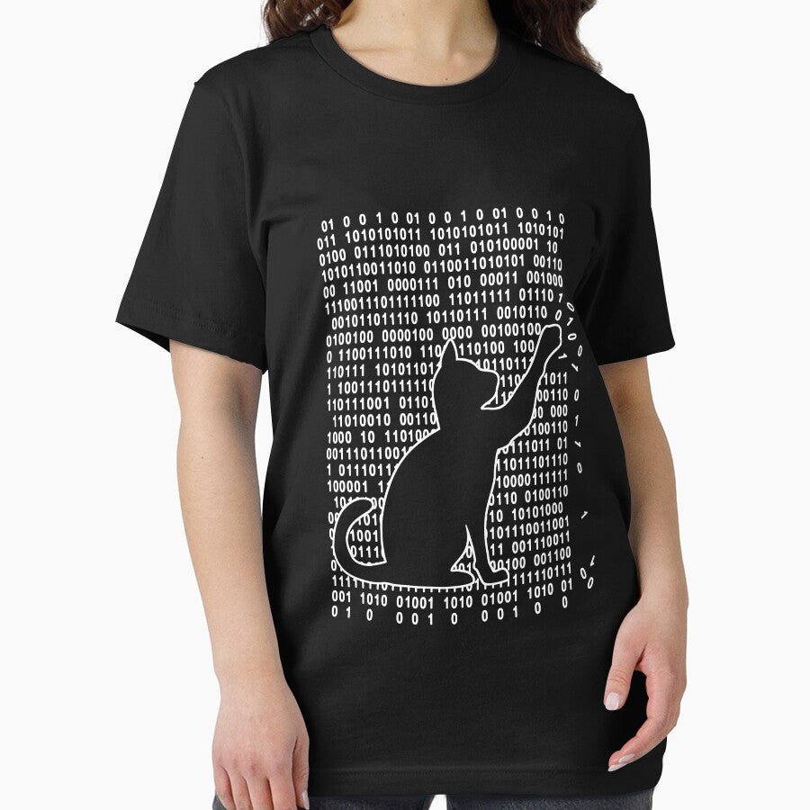 Funny cat is playing with binary code by stoneyy