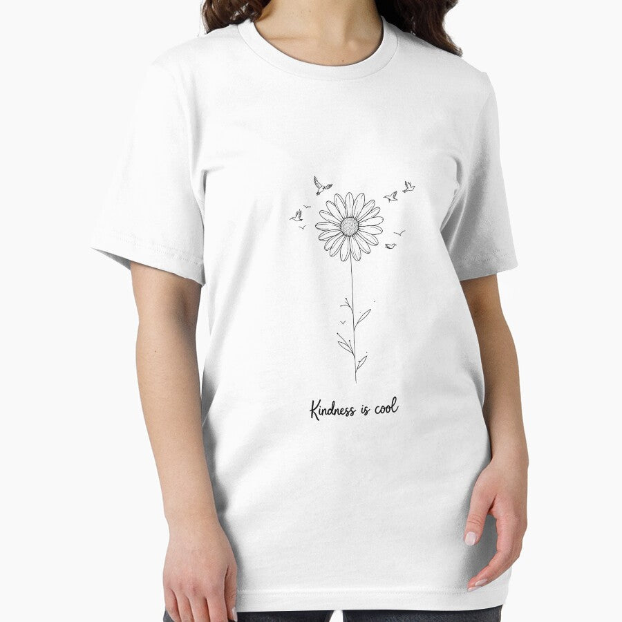 Kindness Is Cool Daisy Minimal line art T-Shirt by Nuttajak