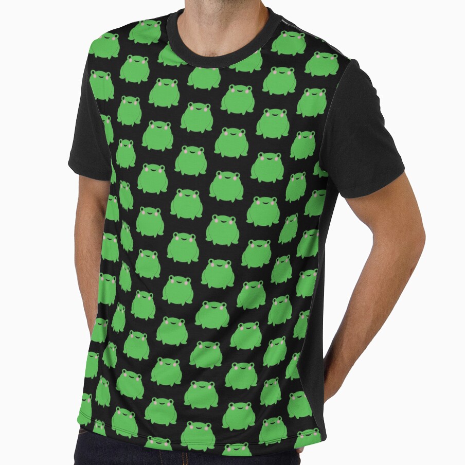 Lil Frog Repeating Black Background by FairyFolkLitMag