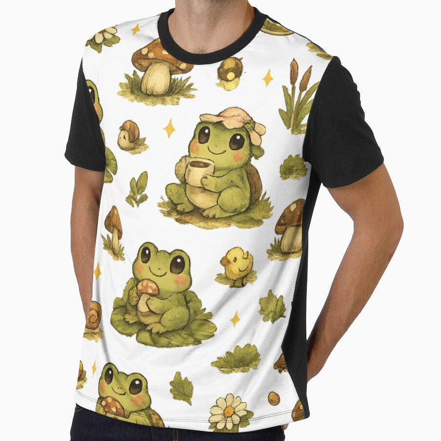 Earthy Frogcore Forest Pattern – Cozy Cottagecore Frog Design by Shadowframe Studios