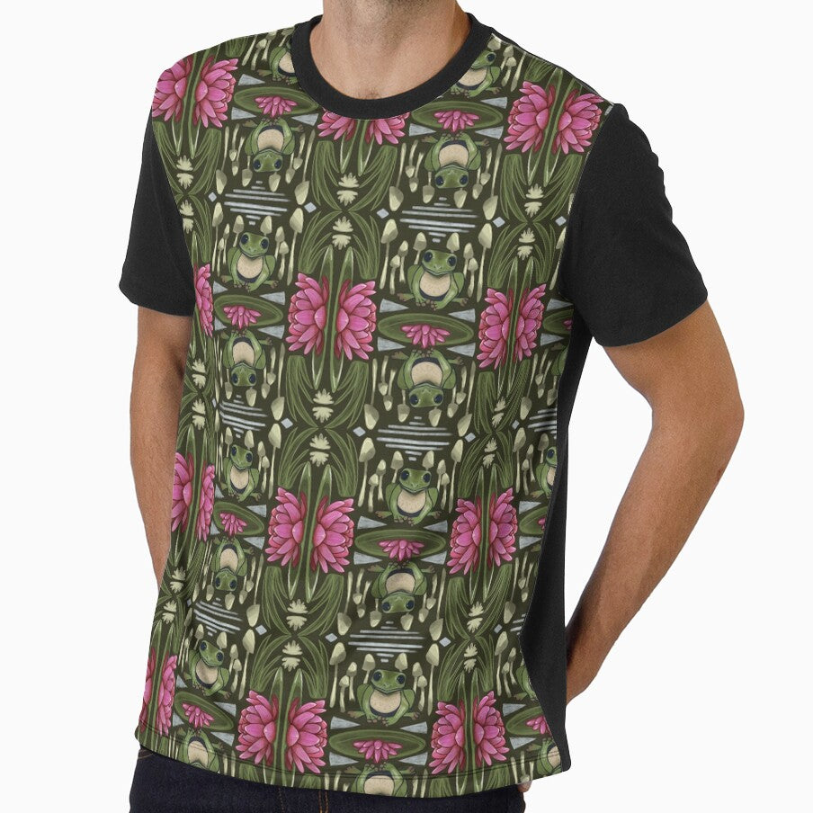 Cottagecore Frog Seamless Pattern – Whimsical Mushrooms, Lilies, and Nature Aesthetic by Dee-Stroud