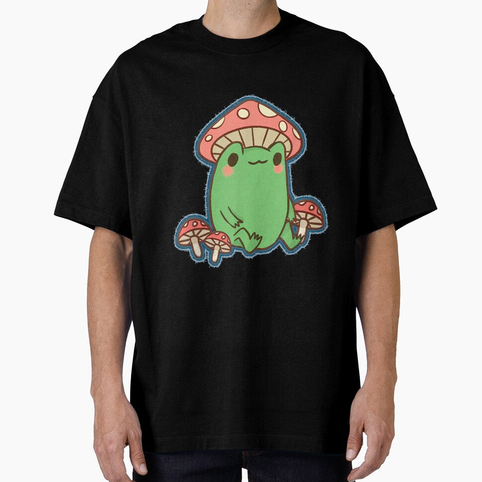 Frog with Mushroom Hat Cottagecore Aesthetic by yopat63002