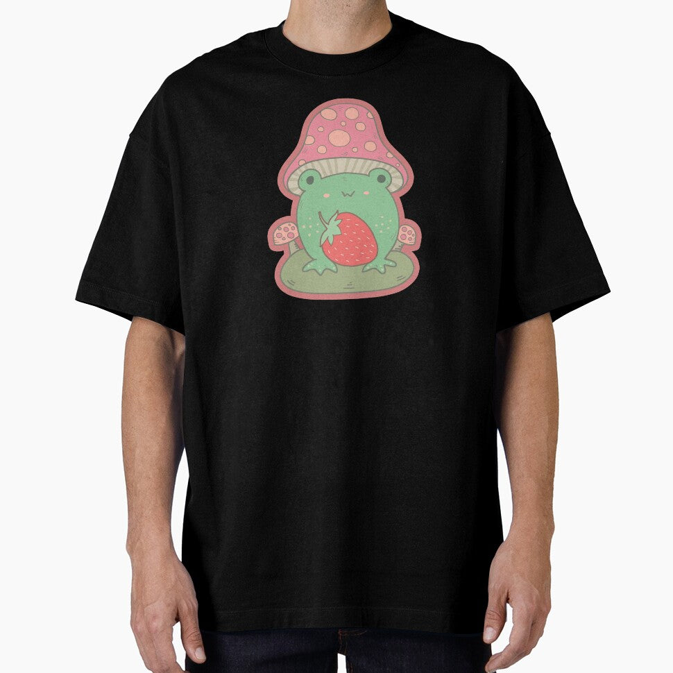 Strawberry Frog Cottagecore Aesthetic by GrimButterfly
