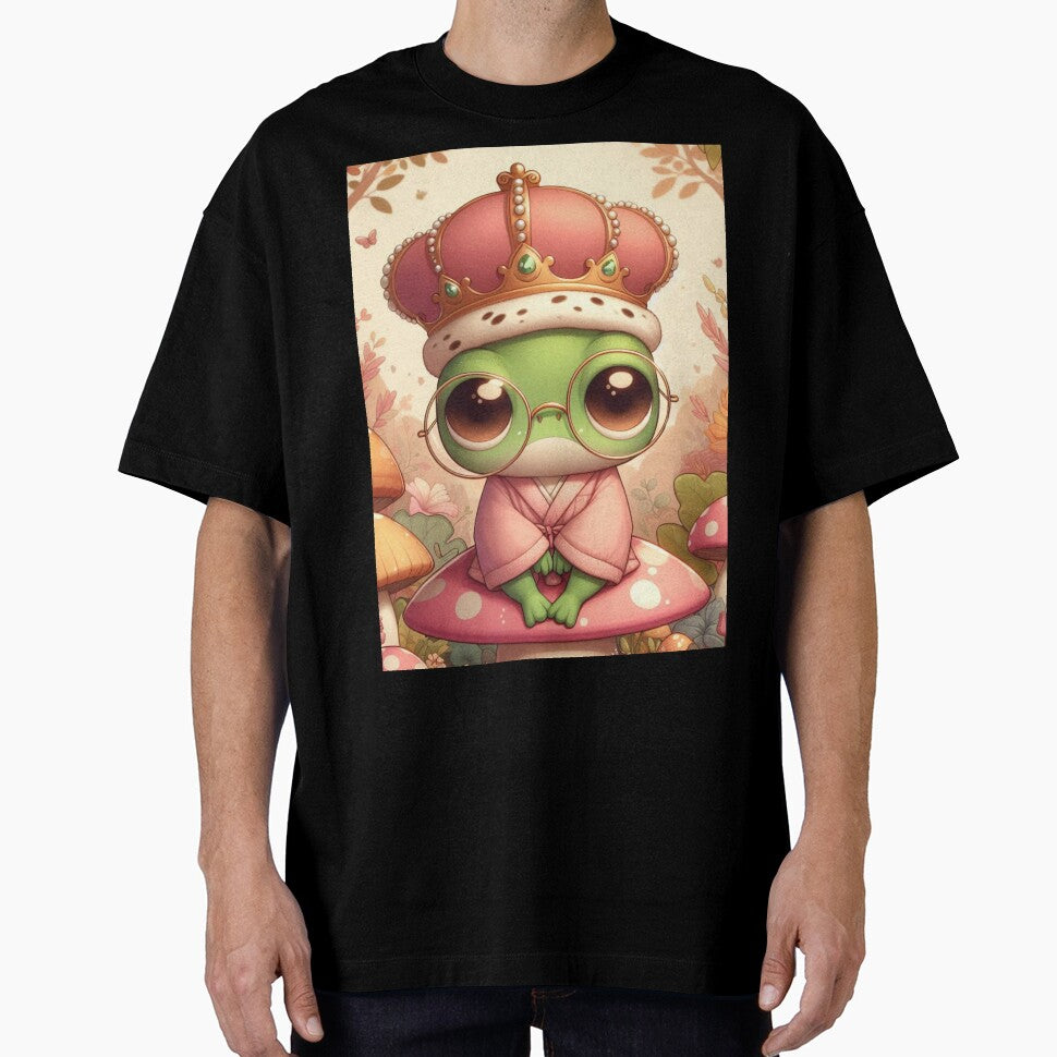 Royal Frog on a Mushroom, Cute Cottagecore Frog Prince Art by Trueways