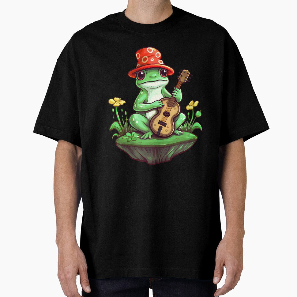Cottagecore Aesthetic Frog Playing Guitar Banjo Graphic by sanadkarmakar