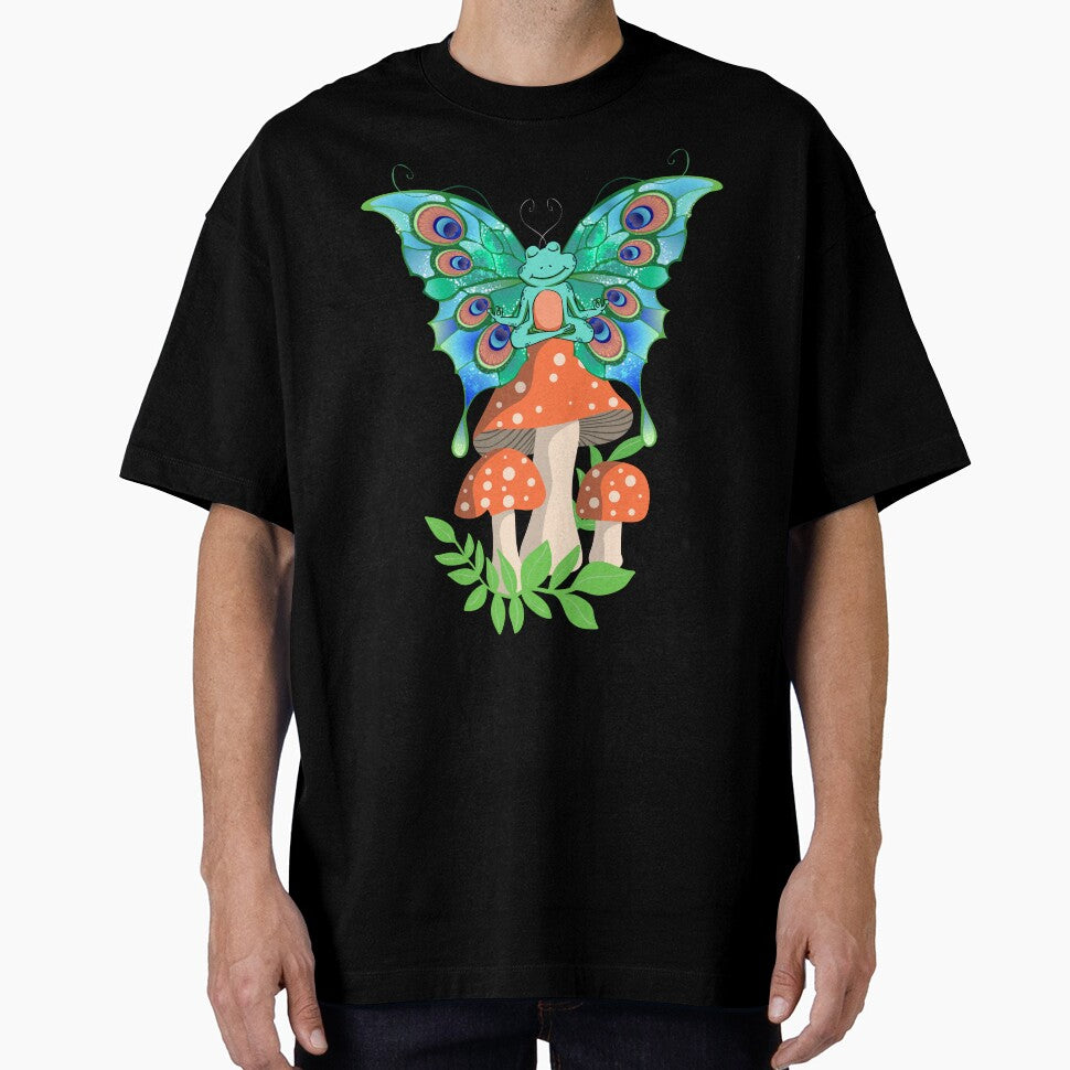 Meditating Frog, Cute Cottage Core Aesthetic Frog Mushroom by Myth-Creatures