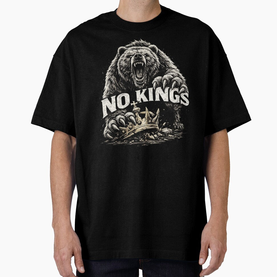 No Kings Roaring Bear Crown Statement Design by Meandmyshop