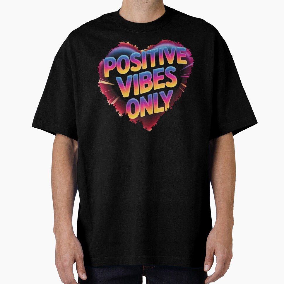 Positive Vibes Only – Colorful Heart Typography Illustration by positive vibes