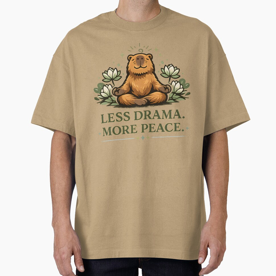 Less Drama More Peace Capybara Shirt – Mindfulness Retro Graphic Tee by  Artistry in Motion by MADsrecreation