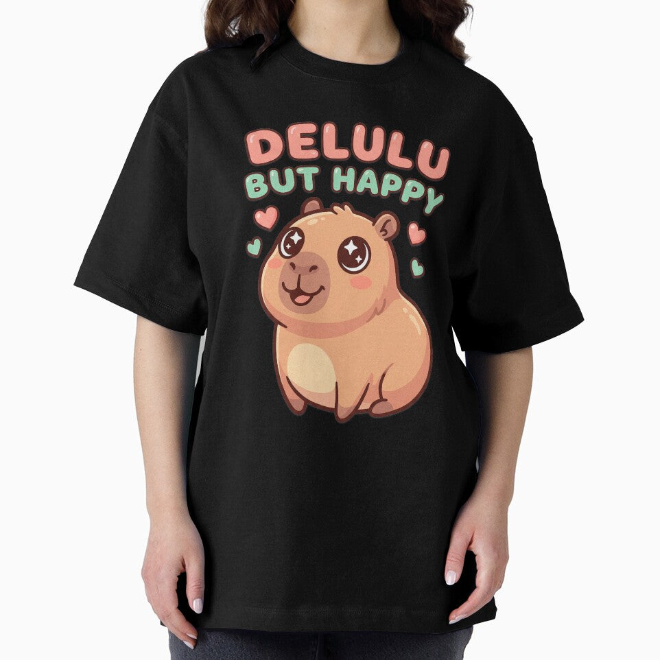 Delulu But Happy Capybara – Cute Delusional Optimism Meme by Visual Dept.